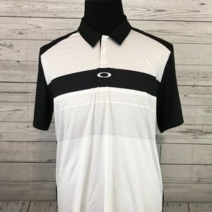 NEW Oakley Mens Polo Shirt Black White Sz Large